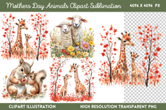 Mothers Day Animals Clipart PNG Product Image 1