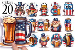 4th of July Beer Stickers Printable Bundle Product Image 1
