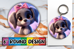 Bright Round Coasters Design PNG, 3D Dog Product Image 1