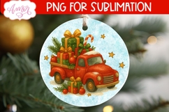 Christmas ornament PNG sublimation, Red truck ornament PNG Product Image 3