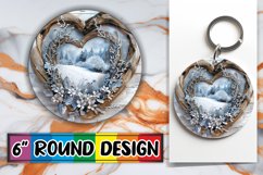 Holiday 3D Heart Frame Round Design Winter PNG Product Image 1