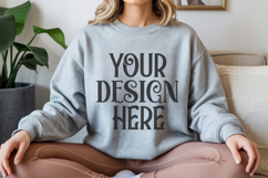 Sport Grey Gildan 18000 Mockup, Sweatshirt Crewneck Mockups Product Image 1