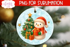 Christmas ornament PNG sublimation, Cute snowman ornament Product Image 3