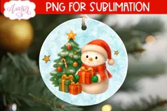 Christmas ornament PNG sublimation, Cute snowman ornament Product Image 3