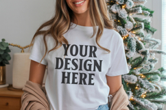 Christmas Bella Canvas 3001 White Shirt Mockup ,Trandy mock Product Image 1