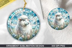 Sheep Stained Glass Ornament PNG, Sublimation PNG Design Product Image 1
