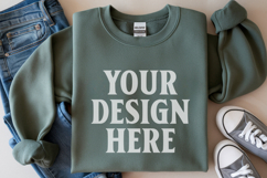 Forest Green Gildan 18000 Folded Flat Lay Mockups Product Image 1