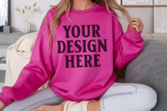Gildan 18000 Heliconia Mockup , Crewneck Sweatshirt Boho Product Image 1