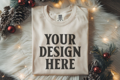 Ivory Comfort Colors 1717 Christmas Folded T-Shirt Mockup Product Image 1