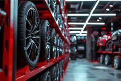 Organized Alloy wheels automobile on service center racks. G Product Image 1