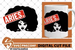 Aries Zodiac Sign svg, Horoscope svg, Black Woman svg, Afro Product Image 2