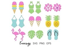 Summer Earrings SVG, Faux Leather Earrings SVG, Flamingo Svg Product Image 1