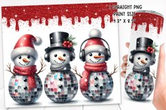 Christmas festive Snowmen Tumbler Wrap|Sublimation PNG. Product Image 2