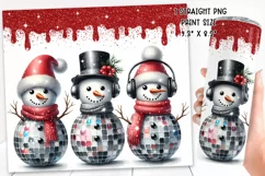 Christmas festive Snowmen Tumbler Wrap|Sublimation PNG. Product Image 2