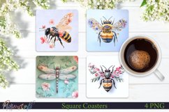 Watercolor Square Coasters | Dragonflyand Bees Product Image 1