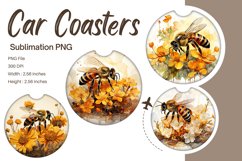 Bee Flower Car Coasters Sublimation Bee Car Accessories_16 Product Image 1