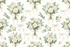 Watercolor seamless pattern with bridal bouquets white roses Product Image 1