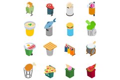 Refuse icons set, isometric style Product Image 1