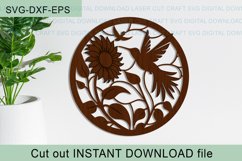 Hummingbird Sunflower Round Sign SVG laser cut file Product Image 1