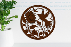 Hummingbird Sunflower Round Sign SVG laser cut file Product Image 2