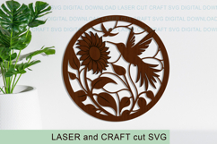 Hummingbird Sunflower Round Sign SVG laser cut file Product Image 3