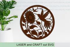 Hummingbird Sunflower Round Sign SVG laser cut file Product Image 3