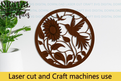 Hummingbird Sunflower Round Sign SVG laser cut file Product Image 4