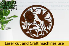 Hummingbird Sunflower Round Sign SVG laser cut file Product Image 4