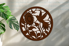 Hummingbird Sunflower Round Sign SVG laser cut file Product Image 5