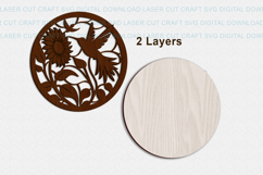 Hummingbird Sunflower Round Sign SVG laser cut file Product Image 6