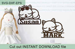 Cat Toddler Name Sign SVG laser cut, Cricut Product Image 3