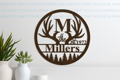 Deer antlers Family Name Round Sign SVG laser cut, Cricut Product Image 1