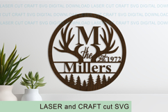 Deer antlers Family Name Round Sign SVG laser cut, Cricut Product Image 2