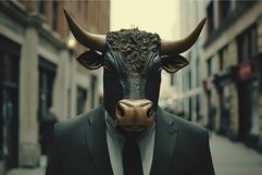 Surreal business bull in urban setting Product Image 1