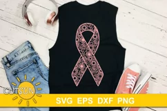 Breast cancer SVG | Pink Ribbon svg | Floral pink ribbon SVG Product Image 2