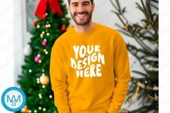 Yellow men Sweatshirt empty space Mockup, christmas Gildan Product Image 1