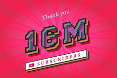 16m subscribers celebration thank you social media banner. Product Image 1