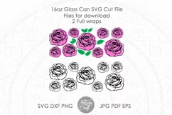 Flower SVG wrap rose out line for 16oz can glass 