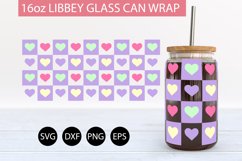 Checkered Heart SVG PNG 16 oz Libbey Glass Can Wrap Product Image 2