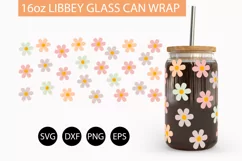 Pastel Flowers SVG 16 oz Libbey Glass Can Wrap PNG Product Image 2