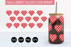 Checkered Heart SVG PNG 16 oz Libbey Glass Can Wrap Product Image 2