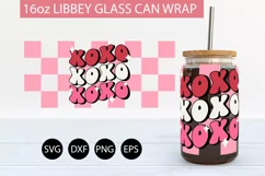 Checkered XOXO SVG PNG 16 oz Libbey Glass Can Wrap Product Image 2