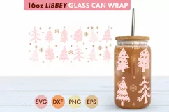 Pink Christmas Tree SVG PNG 16 oz Libbey Glass Can Product Image 2