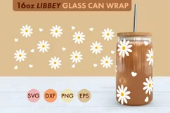 Daisy Daisies SVG 16 oz Libbey Glass Can Wrap PNG Product Image 1