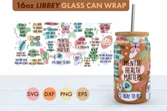Mental Health Matters SVG 16 oz Libbey Glass Can Wrap Product Image 1