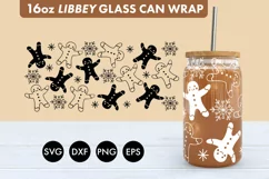 Christmas Gingerbread SVG PNG 16 oz Libbey Glass Can Wrap Product Image 2