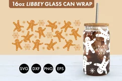 Christmas Gingerbread SVG PNG 16 oz Libbey Glass Can Wrap Product Image 2