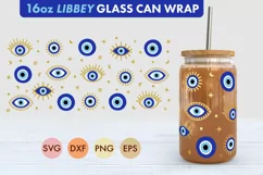 Evil Eye Nazar SVG PNG 16 oz Libbey Glass Can Wrap Product Image 1