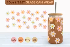 Pastel Flowers SVG 16 oz Libbey Glass Can Wrap PNG Product Image 1