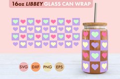 Checkered Heart SVG PNG 16 oz Libbey Glass Can Wrap Product Image 1